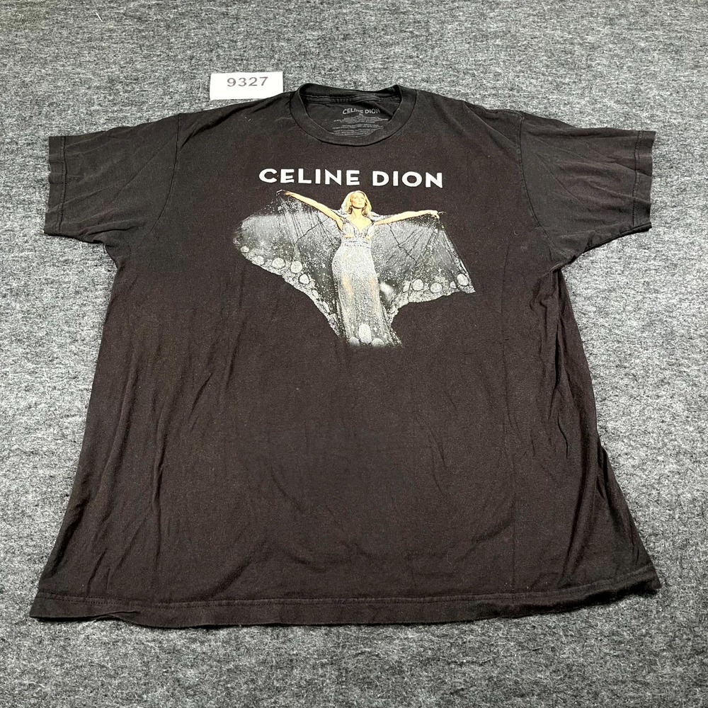 CELINE DION T Shirt Mens XL Black Concert Courage Tour Graphic Cotton FLAWED